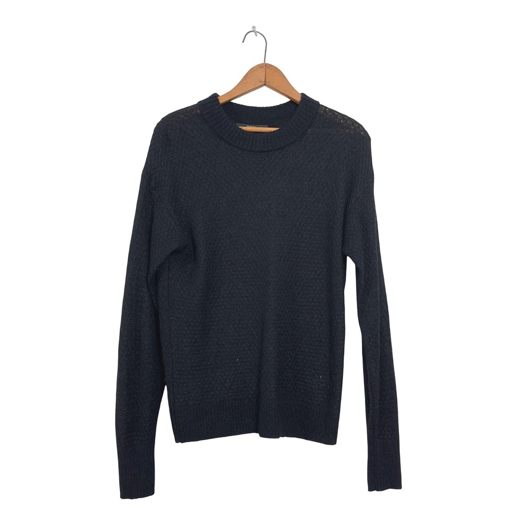 Quince Crew Neck Sweater Black Alpaca Wool Blend Medium